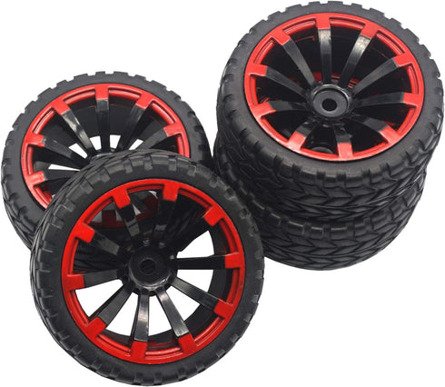 4Pack ShareGoo OD 2.55" 12mm Hex Wheel Rims & Rubber Tires Set for HSP Redcat HPI Tamiya 1/10 RC On-Road Touring Drift
