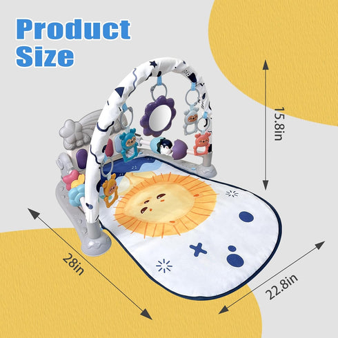 Tummy 0-3-6-9-12 Cuterabit Baby Play Gym Mat, Baby Gym Activity Center, Kick and Play Piano with Music and Light, Time