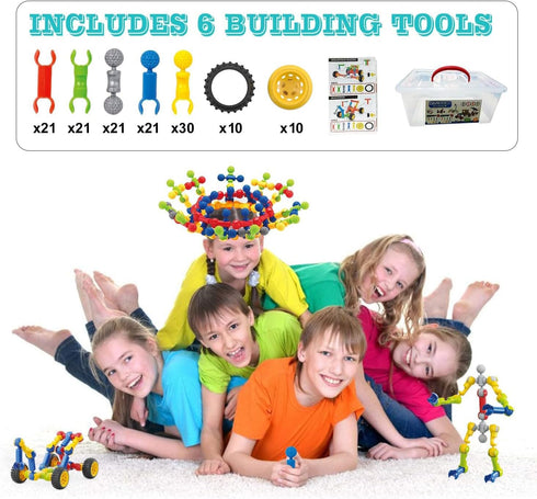 Stem Building Toys for Kids 3-8 Years Old, 125 Pieces Educational Building Blocks with Large Storage Box
