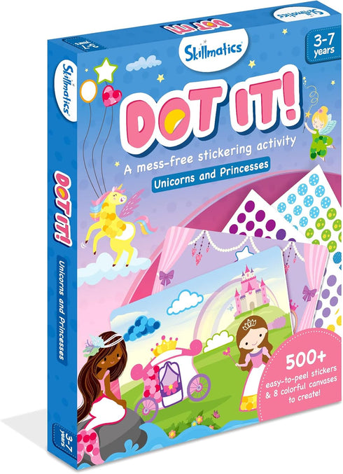 Skillmatics Art Activity - Dot It Unicorns & Princesses Craft Kits for Kids Ages 3-7, No Mess Sticker Art
