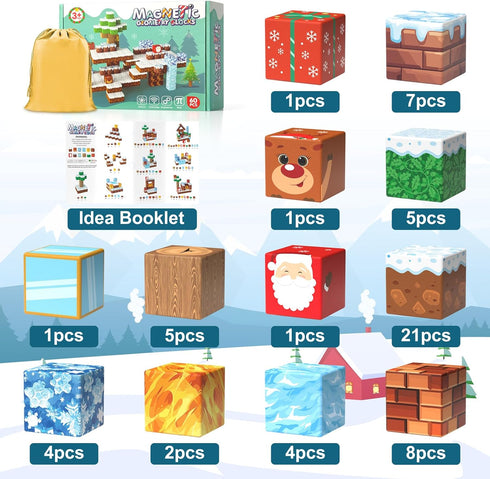Magnetic Blocks Kids Toys - STEM Magnet Building Cubes for Boys and Girls Ages 3-7, Montessori Educational Toy
