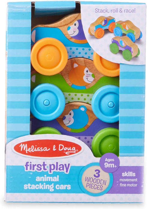 (3 Melissa & Doug First Play Wooden Animal Stacking Cars pcs)