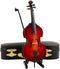 Dselvgvu Wooden Miniature Double Bass - Mini Musical Instrument Collectible with Stand, Bow, and Case