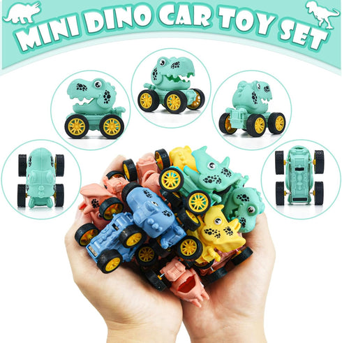 16Pcs Dinosaur Pull Back Cars Set for Kids Toddler, Bulk Mini Dinosaur Party Favors, Pinata Fillers, Goodie Bag Stuffers, Classroom Prizes,Dinosaur Toys for Kids 3-5 (Dinosaur Cars)