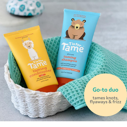 Set 6.76 5.07 oz T is for Tame - Baby Shampoo & Conditioner for Curls Bundle Plant-Based Tear-Free Hair Care
