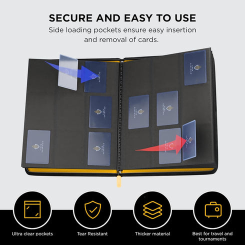 9 360 Card Guardian - Pocket Premium Black Binder with Zipper for Cards - Side Loading Pockets for Trading Card Games