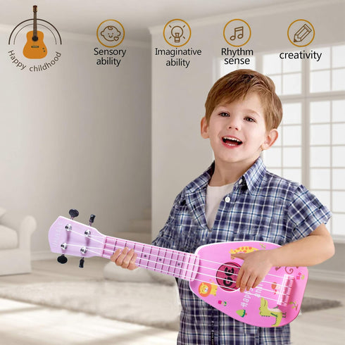 17" 4 3, 4, 5, 6, 7 YOLOPARK Kids Toy Guitar for Girls Boys, Mini Toddler Ukulele Guitar with Strings Keep Tones Can