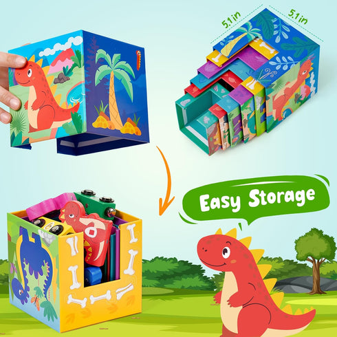 1-3, Set, 1 2 3 Toyssa Wooden Dinosaur Sorting and Stacking Toys for Toddler Number Blocks Nesting Boxes with Magnetic