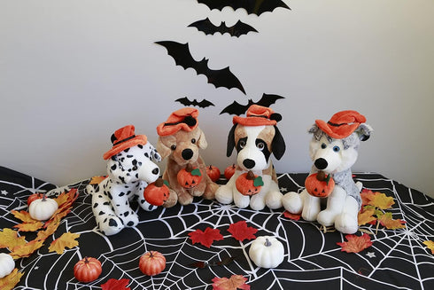 Plushland Halloween Pawpals - 8 Inch Puppy Dog Plush Toy with Hat and Jack O Lantern