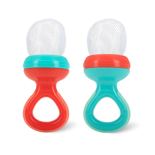Nuby Nibbler Mesh First Soft Foods Feeder - 2pk in Coral & Aqua
