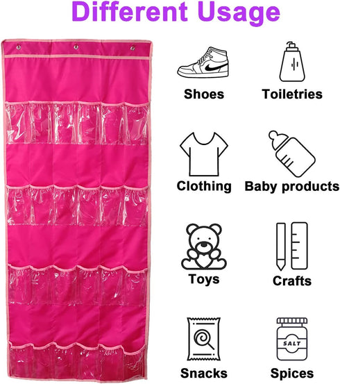 Hanging Over Door Toy Storage Organizer (24 Pockets) for LOL OMG Dolls Surprise Doll (Toys Not Included) (57.5''x22'')