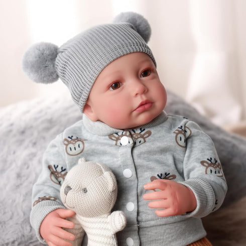 17-Inch 3 BABESIDE Lifelike Reborn Baby Dolls Boys - Real Baby Feeling Realistic-Newborn Baby Doll Cloth Body Real Life