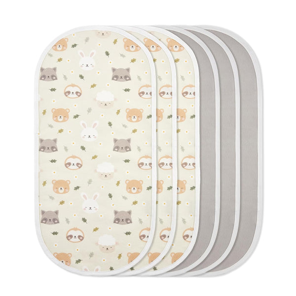 TILLYOU Waterproof Changing Pad Liners 6 Pack, 100% Cotton Reusable Cloth Diaper