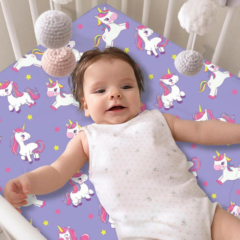 Set, 4 Pack 28 52 Unicorn Crib Sheet Fitted Crib Sheets Girl, Breathable Soft Microfiber Baby Crib Sheets, X in Crib