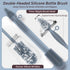 Double Sided Cleaning Brush, Soft Kitchen Scrub Brush, Reusable Silicone Bottle Cleaner, Long Handle