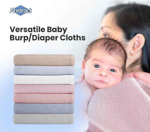 Little Pipers 100% 12 Pack Deluxe Natural Cotton Birdseye Cloth Diapers for Babies - Absorbent Cloth Diapers Burp