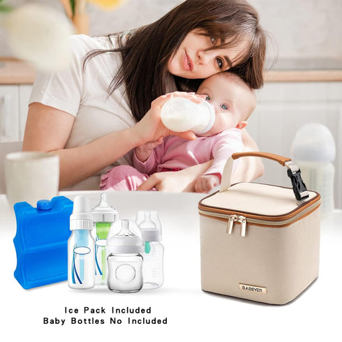 Pack 4 5 Breastmilk Cooler Bag with Ice Fits Baby Bottles Up to Ounce, Baby Bottle Cooler Bag Great for Nursing Mom
