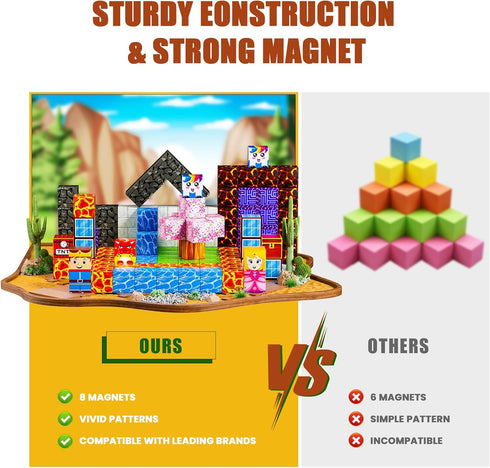 TQRAZ Set, 3+ Toys-120PCS Magnetic Blocks - Build Magnet World Magic Portal Magnetic Tiles Building Blocks Toddler Toys