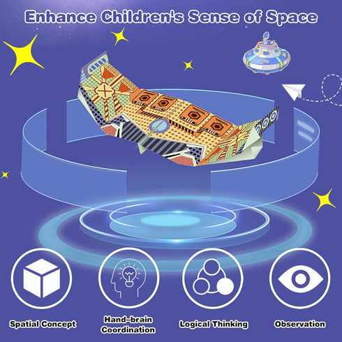 16 32 8-12 LEERYOUQU Kids Paper Airplane Kit, Creative Paper Airplane Book with Classic Designs & Planes Sheets
