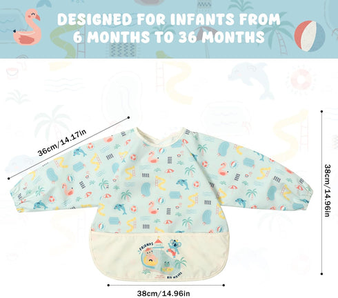 Mess-Free Long Sleeve Baby Feeding Smock - Waterproof Bibs for Infants and Toddlers