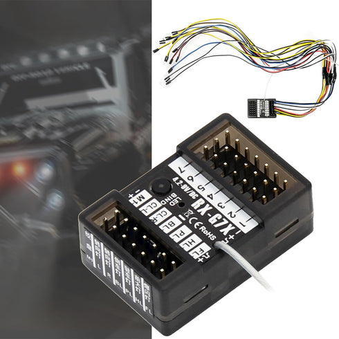 7 Channels RC Transmitter with Receiver - Built-in Light Control System for RC Car Crawler Truck Racing Buggy (Red)