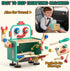 Set, Hammer 3-5, Lehoo Castle Kids Tool Wooden Mini Toddler Tool Bench with Blackboard, Robot Construction Toys