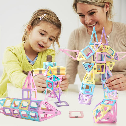 80pcs Set 3D 3 4 5 6 7 Magnetic Tiles Magnet Building Blocks Creative Stacking Toys for Kids, DIY Construction Kit