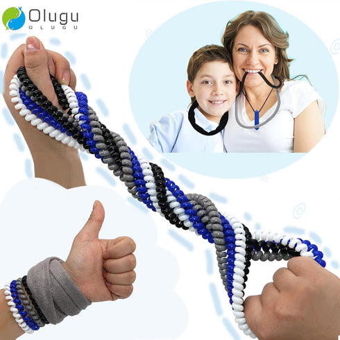 16 Pack Sensory Necklaces for Chewing Boys Girls, Stretchy Coil Bracelets Chewing Necklace for Kids Sensory