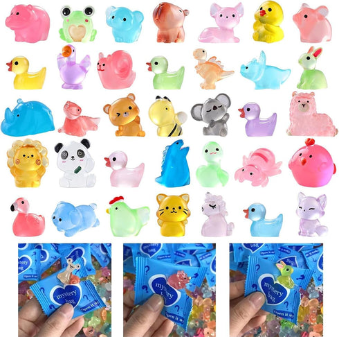 Generic 100pcs Mini Glow in The Dark Animal Resin Models, Mystery Resin Animals