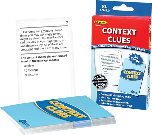 Edupress Context Clues Practice Cards, Levels 3.5-5.0, Blue