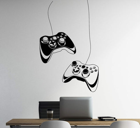 Wall Decal Gamer Gaming Joystick Vinyl Art, Kids Room Decor, 28 in X 43 in