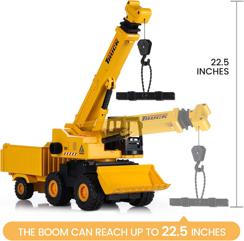 3+ 3-8 SASBSC Toy Trucks Big Crane Truck Toys for Year Old Boys with Sound and Light Friction Power Trucks Birthday