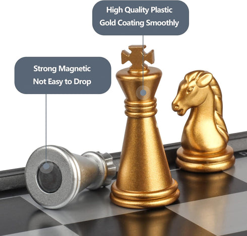 Mini Travel Chess Set Magnetic Vikutu, 5.11 Inches Portable Small Folding Chess Board