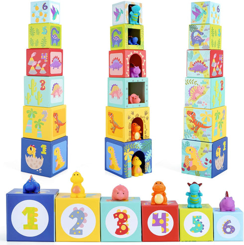 1-3 1 2 3 KMTJT Toddlers and Babies Dinosaur Sorting and Stacking Toys Blocks for Kids Preschool Learning, Numbers