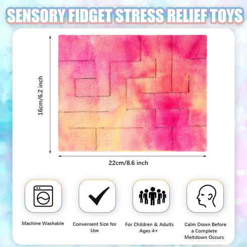 CHENGU 4 Style,8.66 6.3 Pcs Marble Maze Mat Sensory Fidget Stress Relief Toys Calming Sensory Mat Anxiety Relief Fabric