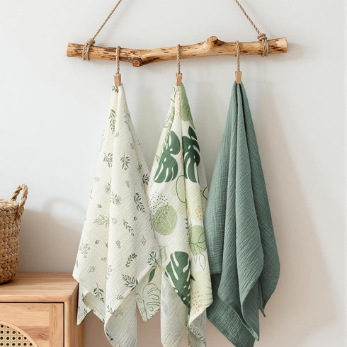 Generic 3 Pack Inches 38 40 Muslin Swaddle Blankets, Baby Receiving Blanket for Boys Girls, x Green Baby Essentials