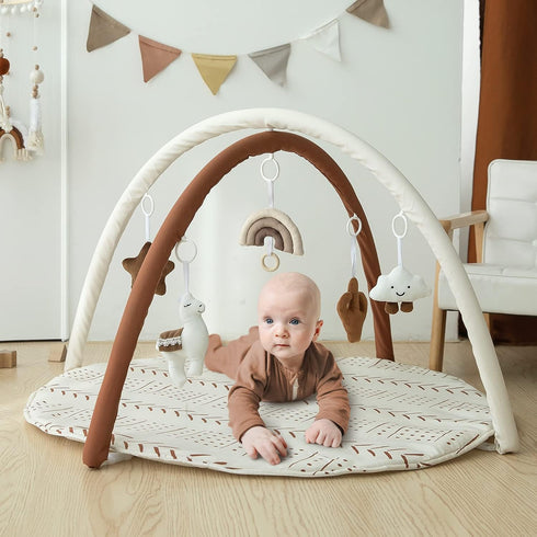 5 Razee Baby Gym Mat Infant Activity Gym Mudcloth Baby Activity Center with Play Mat with Toys for Babies as Shower Use