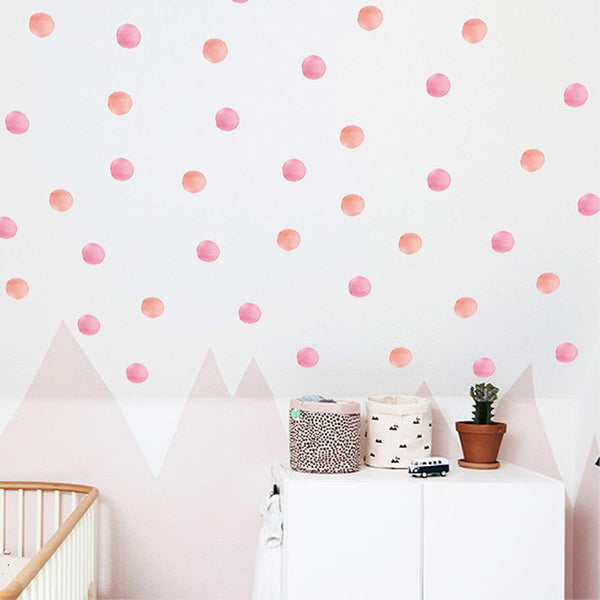 ROFARSO 120 Decals 2.2'' Pink Orange Polka Dots Wall Stickers | DIY Removable Peel & Stick Home Decor