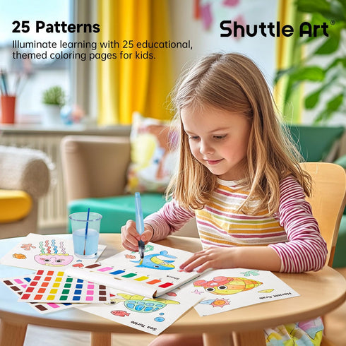 25 2 Set, Shuttle Art Paint with Water Coloring Book for Kids, Sea World Themed Pages with Brushes, Mess-Free