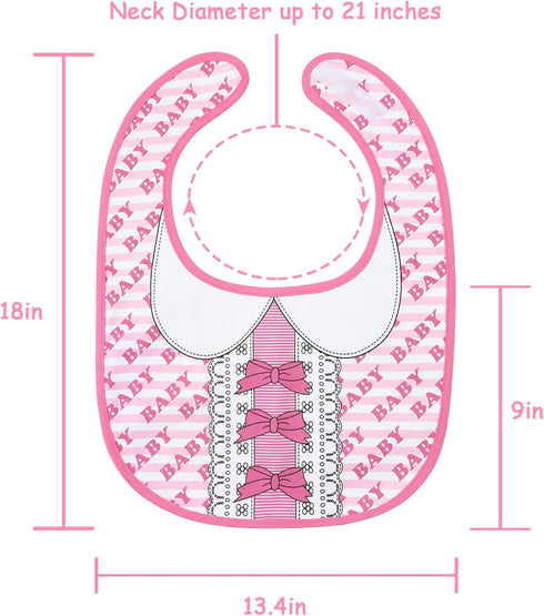 Littleforbig Adult Bib - Cotton Waterproof Babydoll Printed, Adjustable Velcro Closure - Pretty in Pink