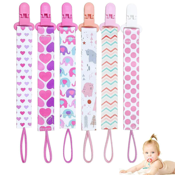 6 Pcs Baby Dummy Strap Clip Pacifier Holder Soother Chains Clips Fit All Soothers, Teething Toys for Boys and Girls