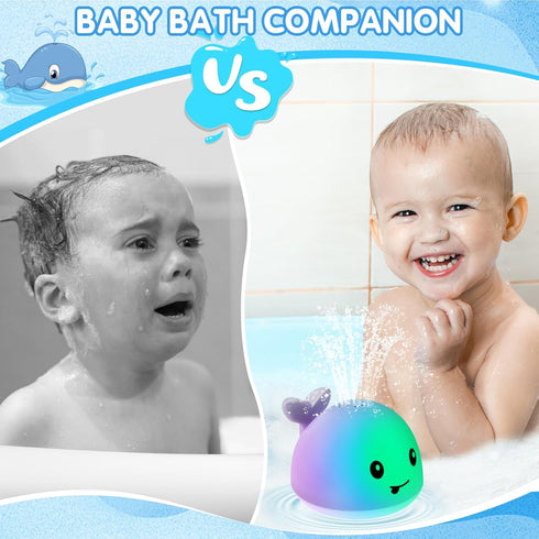 2024 Upgraded Baby Whale Bath Toy, Light Up Bath Fountain for Toddlers 1-3, IPX8 Waterproof Sprinkler