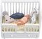 Dollhouse Crib 1:12 Miniature Baby DIY Accessories with 4 Cushions for Dollhouse Room