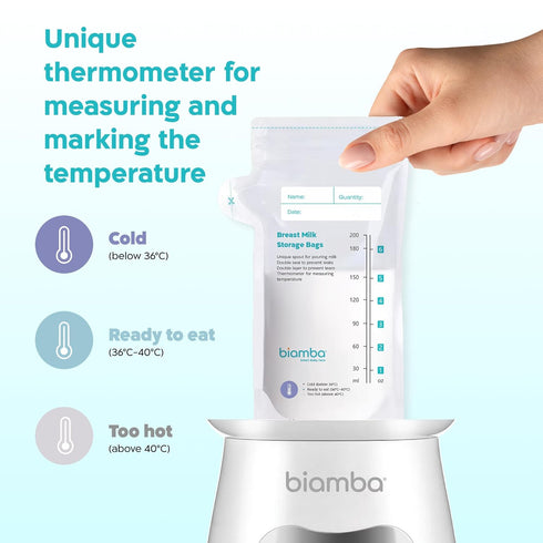 50-Piece 200ml 6.7 Fl.oz Milk Storage Bags Breastmilk by Biamba - Breastmilk Storage Bag Freezer BPA-Free, Double Seal