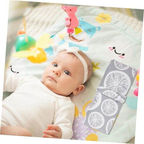 YARNOW Portable Changing Pad Gray Lemon Diaper Cushion Mat Travel Lightweight Diaper Mat for Cribs Playpens