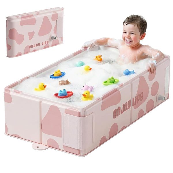 Wanchouse Collapsible Baby Bathtub for Newborn to Toddler, Foldable Toddler Bathtub with Drain
