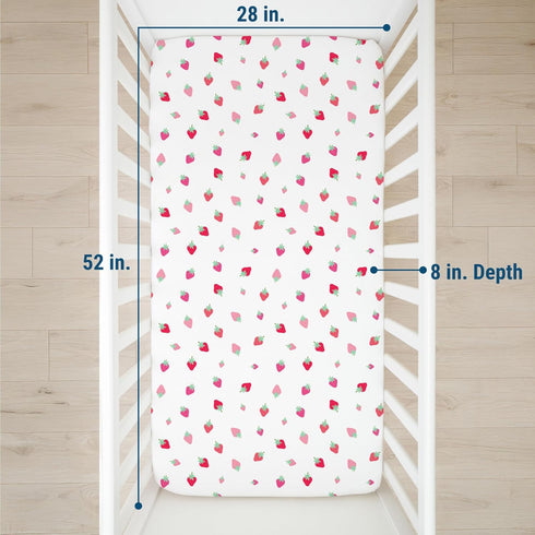 100% Wildkin Cotton Fitted Crib Sheet Soft & Breathable Fitted Sheet (Strawberry Patch)