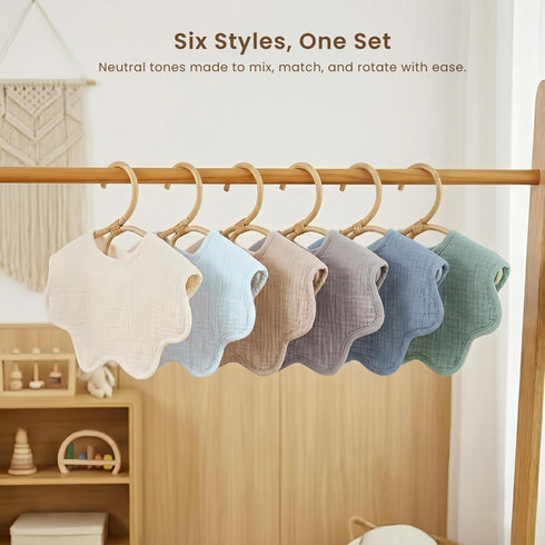 100% 6-Pack Konssy Muslin Baby Bibs Cotton Absorbent Bandana Drool Bibs for Teething and Drooling, for Baby Boys