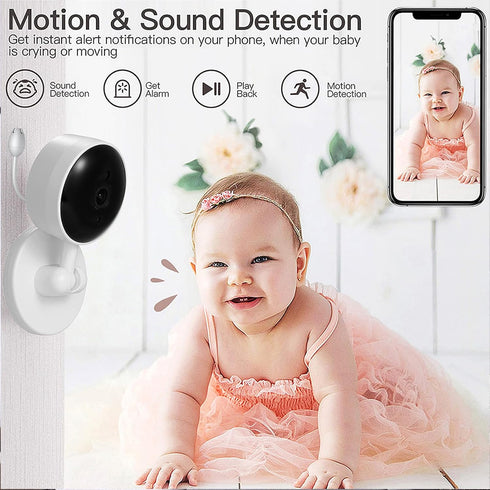 CQH 2 4 Baby Monitor with Camera and Audio, WiFi Indoor Video Baby Camera with Mount, Motion & Cry Detection, Temp