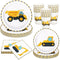 Whaline 96Pcs Construction Party Tableware Dump Truck Paper Plate Napkin Cup Yellow